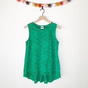 Cabi #5036 Gemma Eyelet Kelly Green Tank Top small
